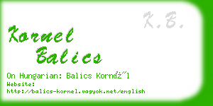 kornel balics business card